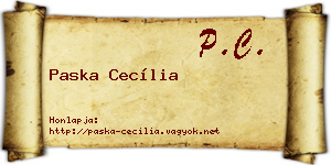 Paska Cecília névjegykártya